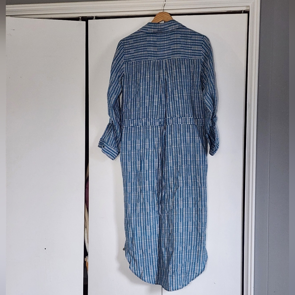 Maeve Blue Patterned Buttonfront Midi Shirt Dress - image 2